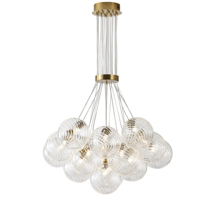 13&19-Light Modern Luxury Glass Globe Chandelier Copper Finish Cluster Pendant Light