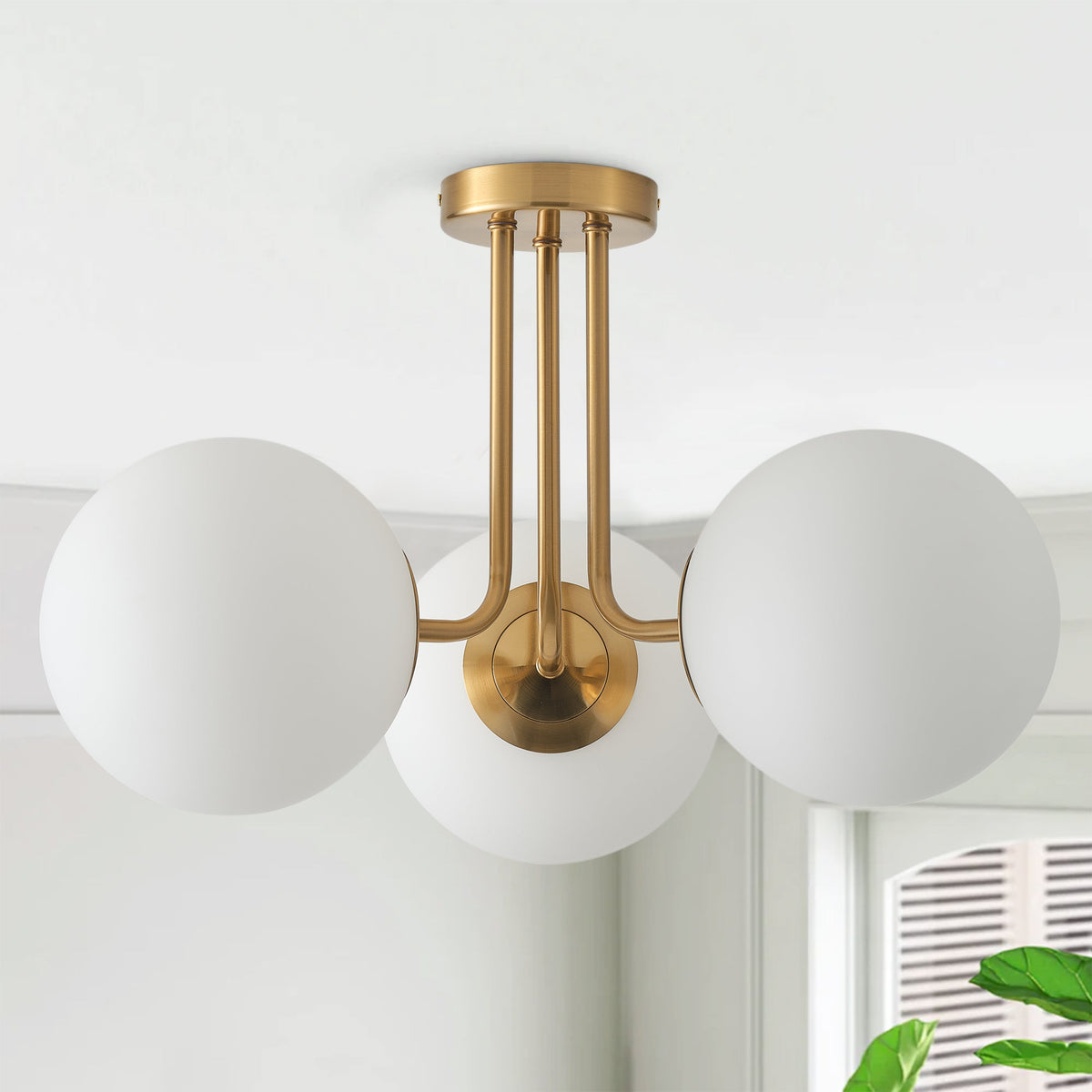 3-Lights Modern Globe Semi-Flush Mount Lighting