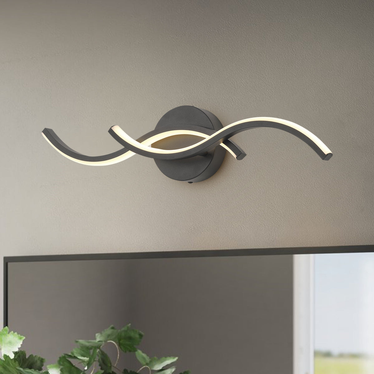 1-Light Curved Lines Design LED Bathroom Vanity Lighting