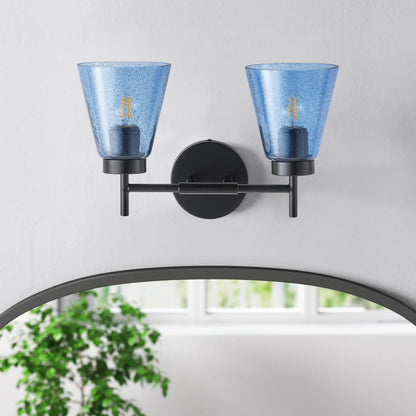 2-Lights Creative Blue Glass Wall Sconces Vanity Lighting