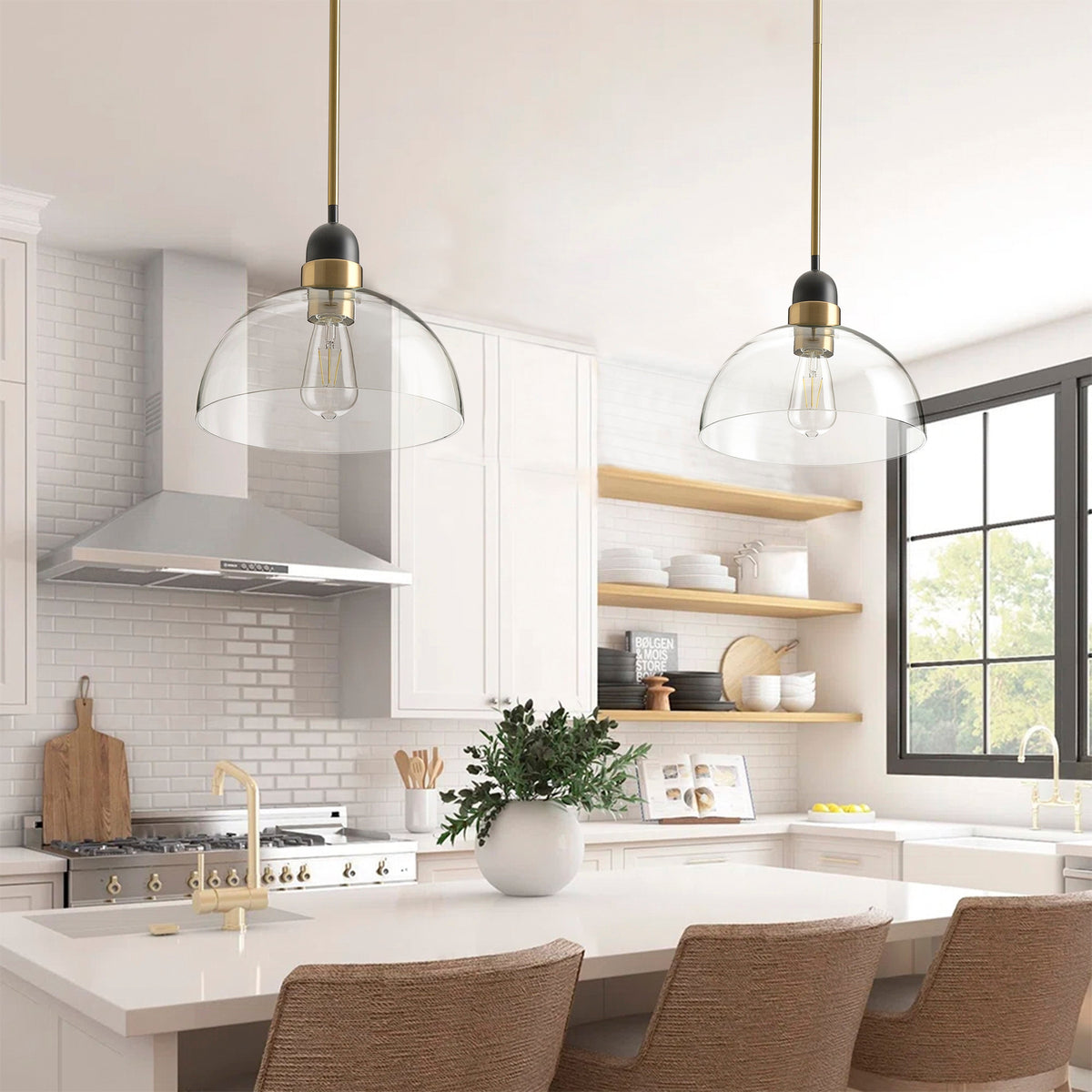 1-Light Industrial Clear Glass Pendant Lighting