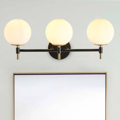 3-Light Mid-Century Modern Black & Gold Vanity Light for Bathroom