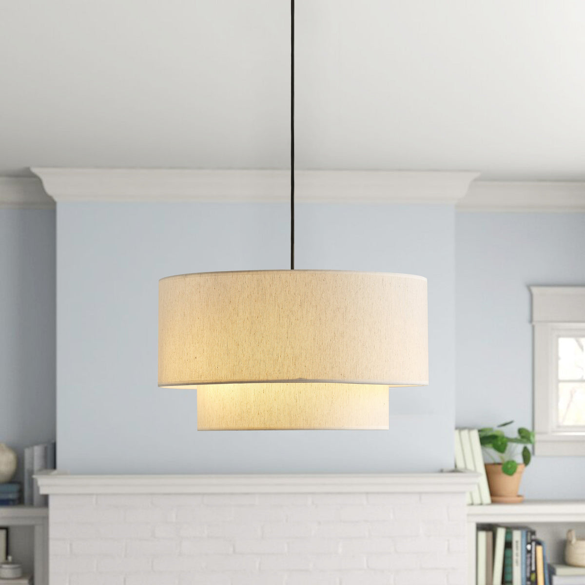 3-Lights Drum Shade Double Layer Deisgn Pendant Lighting