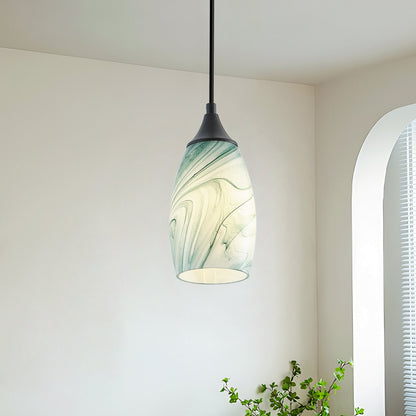 1-Light Modern Art Glass Pendant Marble Shade for Kitchen Island
