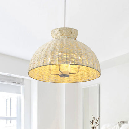 4 -Light Japandi Style Pendant Light Nordic Rattan Fixture
