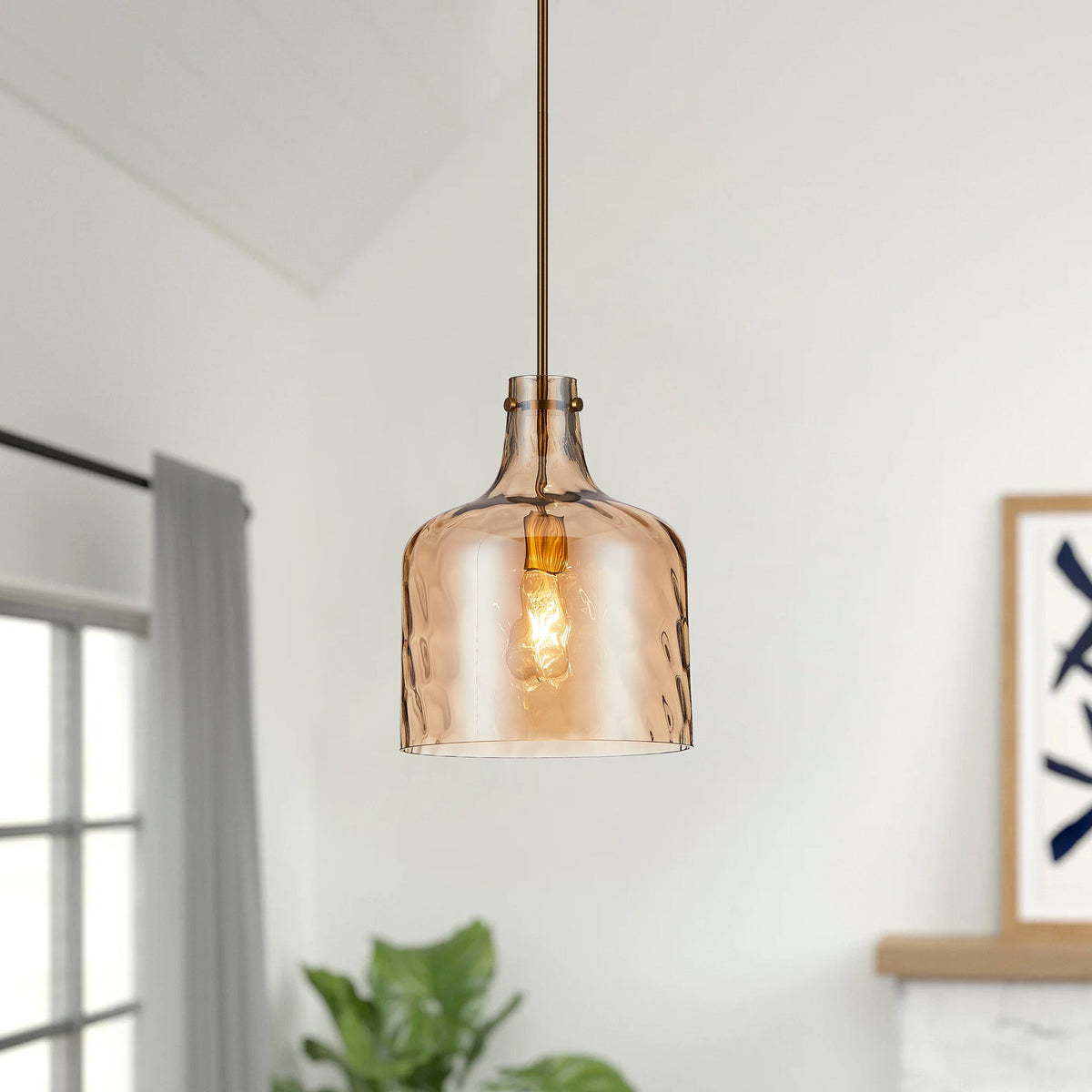 1-Light Modern with Textured Glass Shade Pendant Lighting