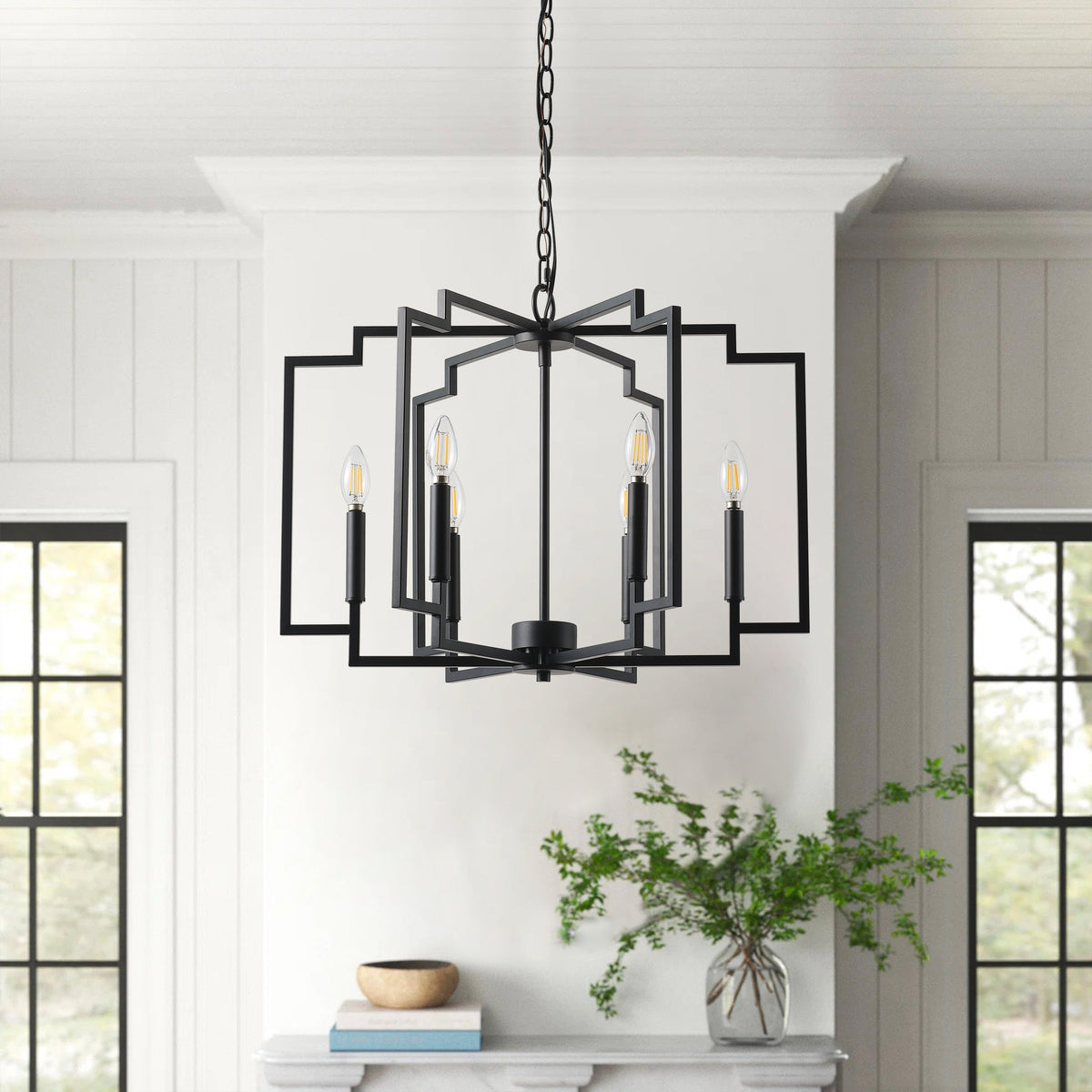 6-Light Modern Black Geometric Pendant Light