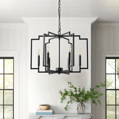 6-Light Modern Black Geometric Pendant Light