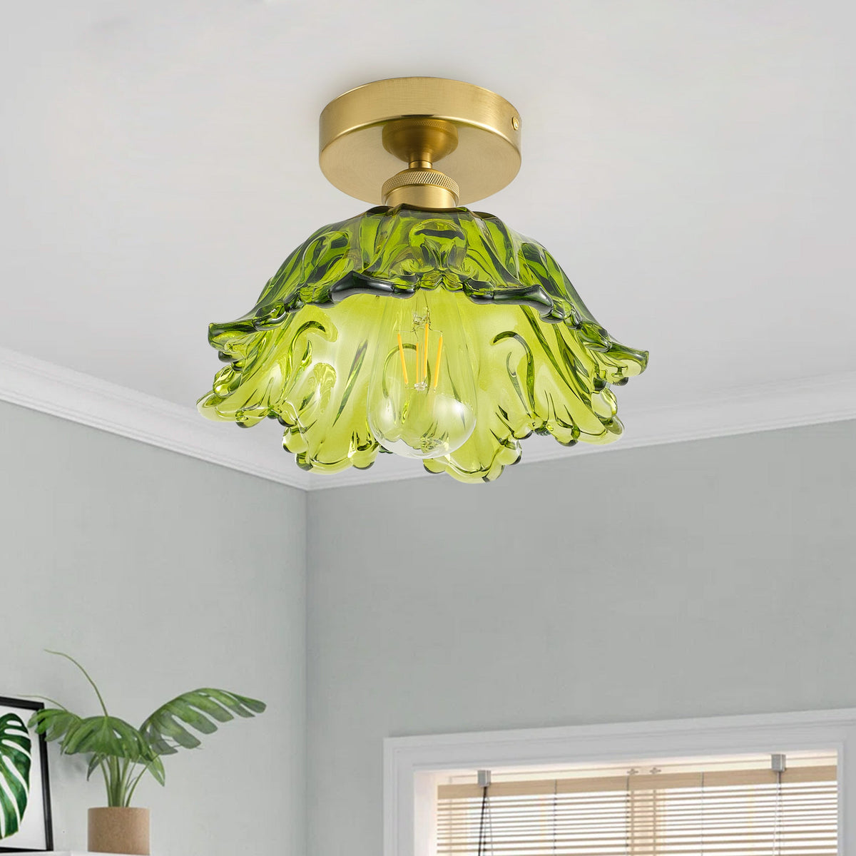 1-Light Scandinavian Semi Flush Mount Ceiling Light
