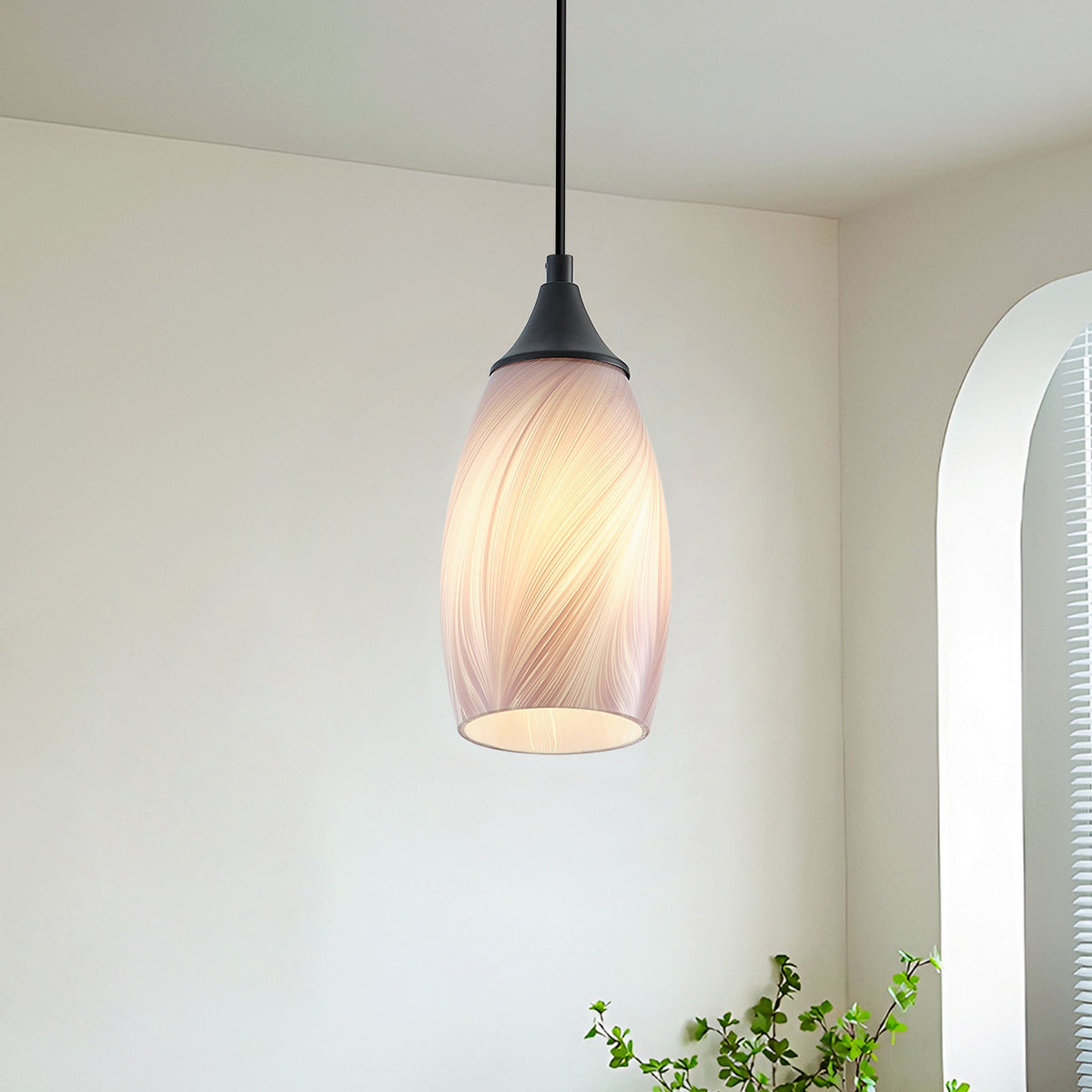 1-Light Modern Art Glass Pendant Marble Shade for Kitchen Island