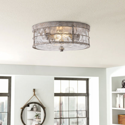 2-Lights Farmhouse Bubble Glass Flush Mount Lighting
