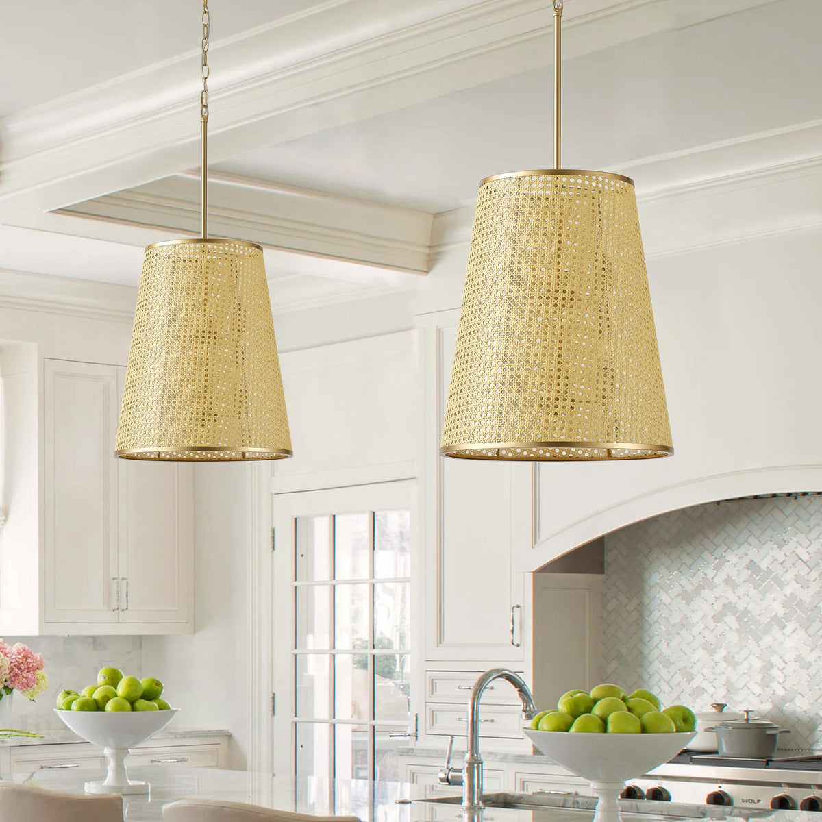 6-Lights Woven Openwork Flared Shade Pendant Lighting