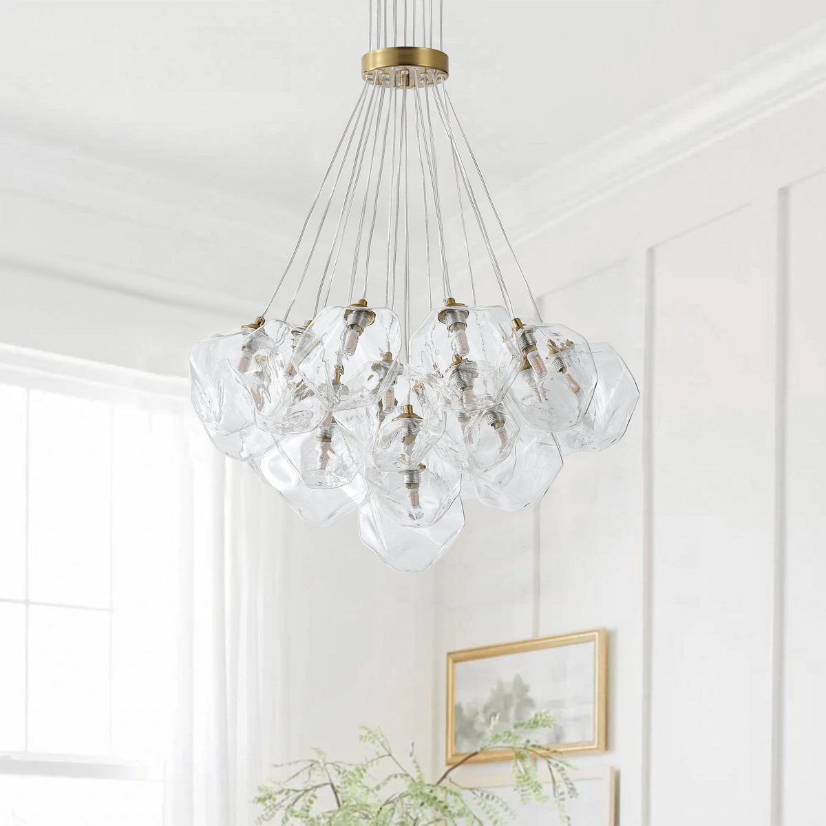 13&19-Light Modern Luxury Glass Globe Chandelier Copper Finish Cluster Pendant Light