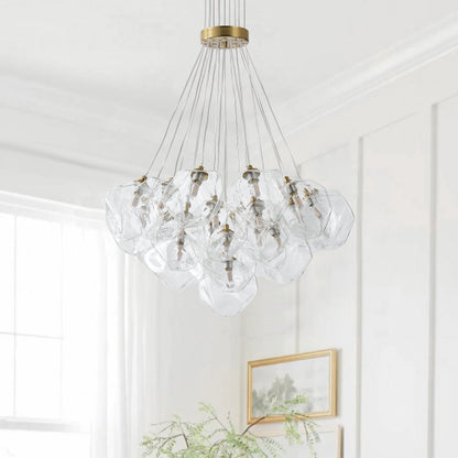 13&19-Light Modern Luxury Glass Globe Chandelier Copper Finish Cluster Pendant Light