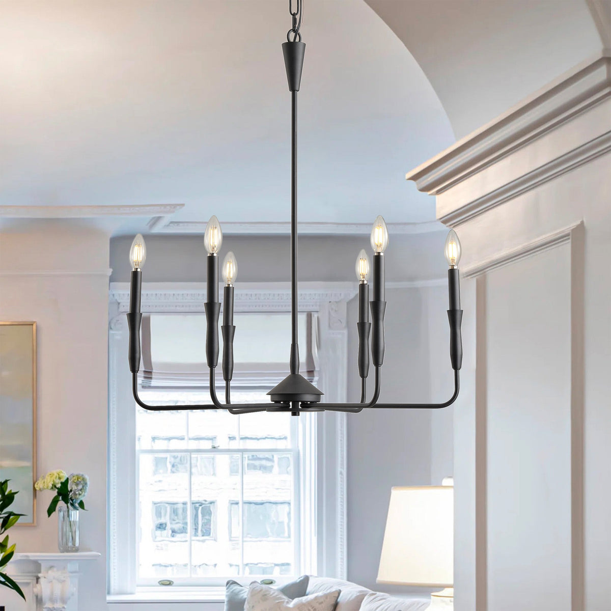 6-Lights & 9-Lights & 16-Lights Small Fresh Candle Shaped Dimmable Chandelier