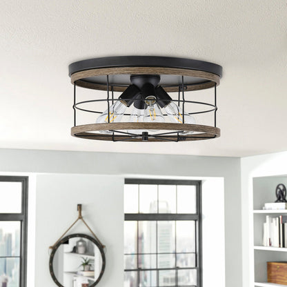 4-Lights Round Metal Frame Openwork Design Flush Mount Lighting