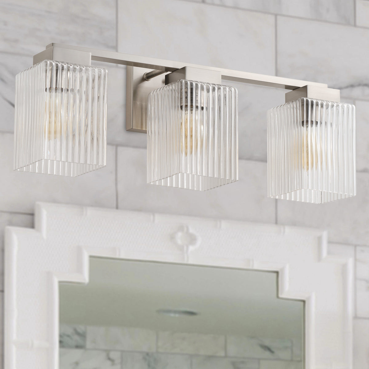 3-Lights Simple Style Dimmable Bathroom Clear Glass Wall Vanity Lighting