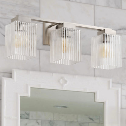 3-Lights Simple Style Dimmable Bathroom Clear Glass Wall Vanity Lighting