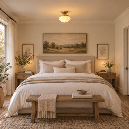 1-Light Gold Semi Flush Mount Ceiling Light With White Opal Glass Shade