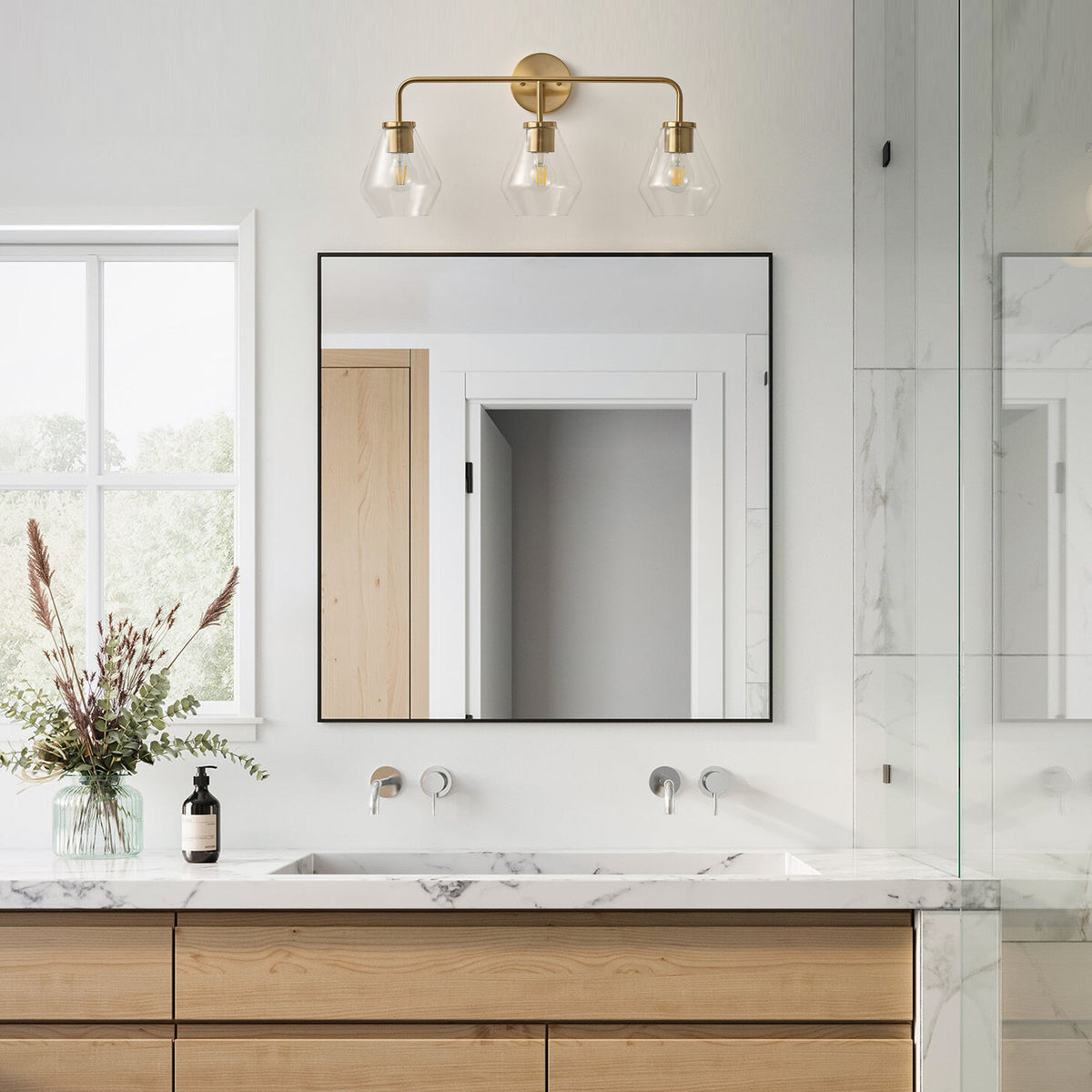 3-Lights Irregular Glass Shade Bathroom Vanity Lighting