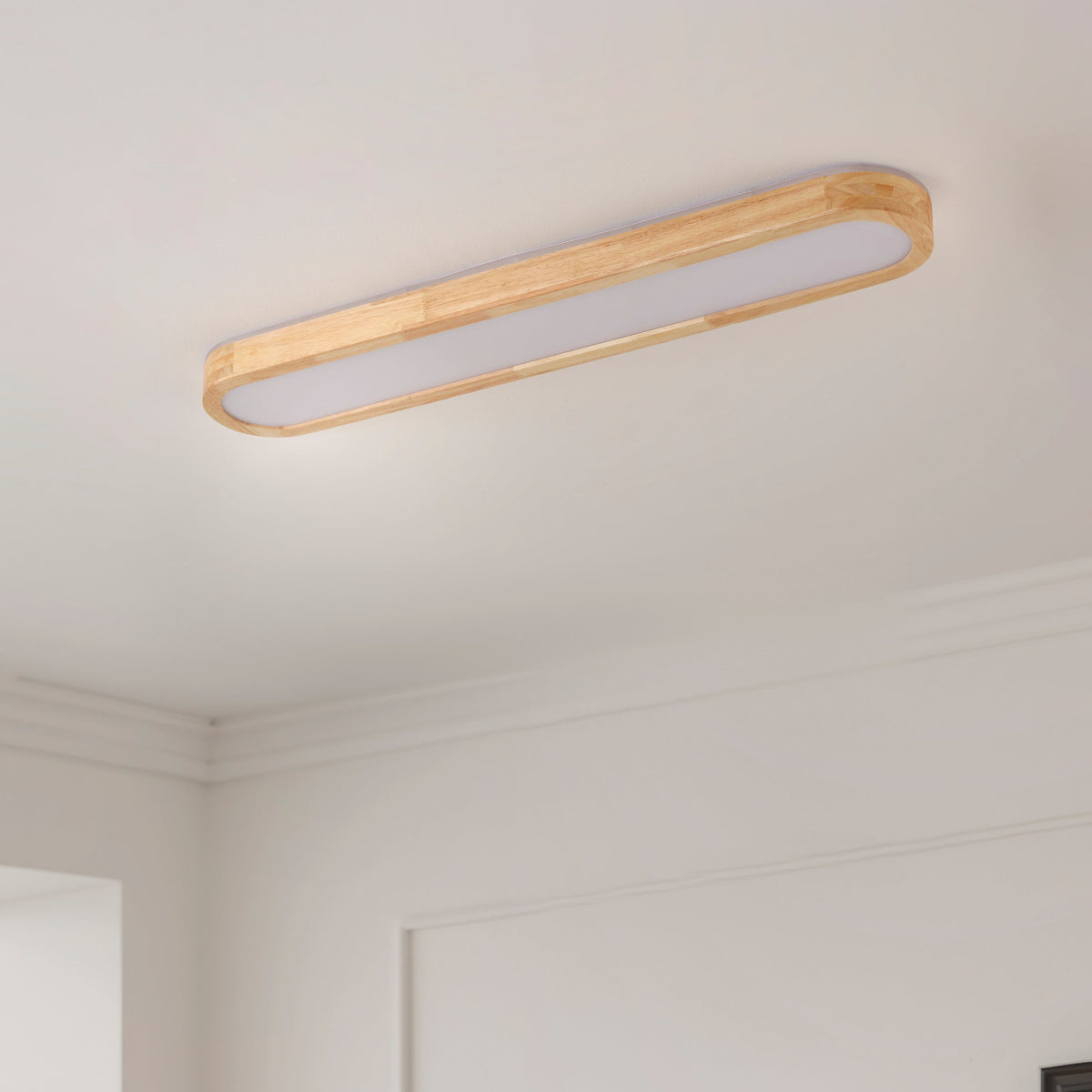 1-Light Scandinavian Ceiling Light Long Oval LED Linear Flush Mount