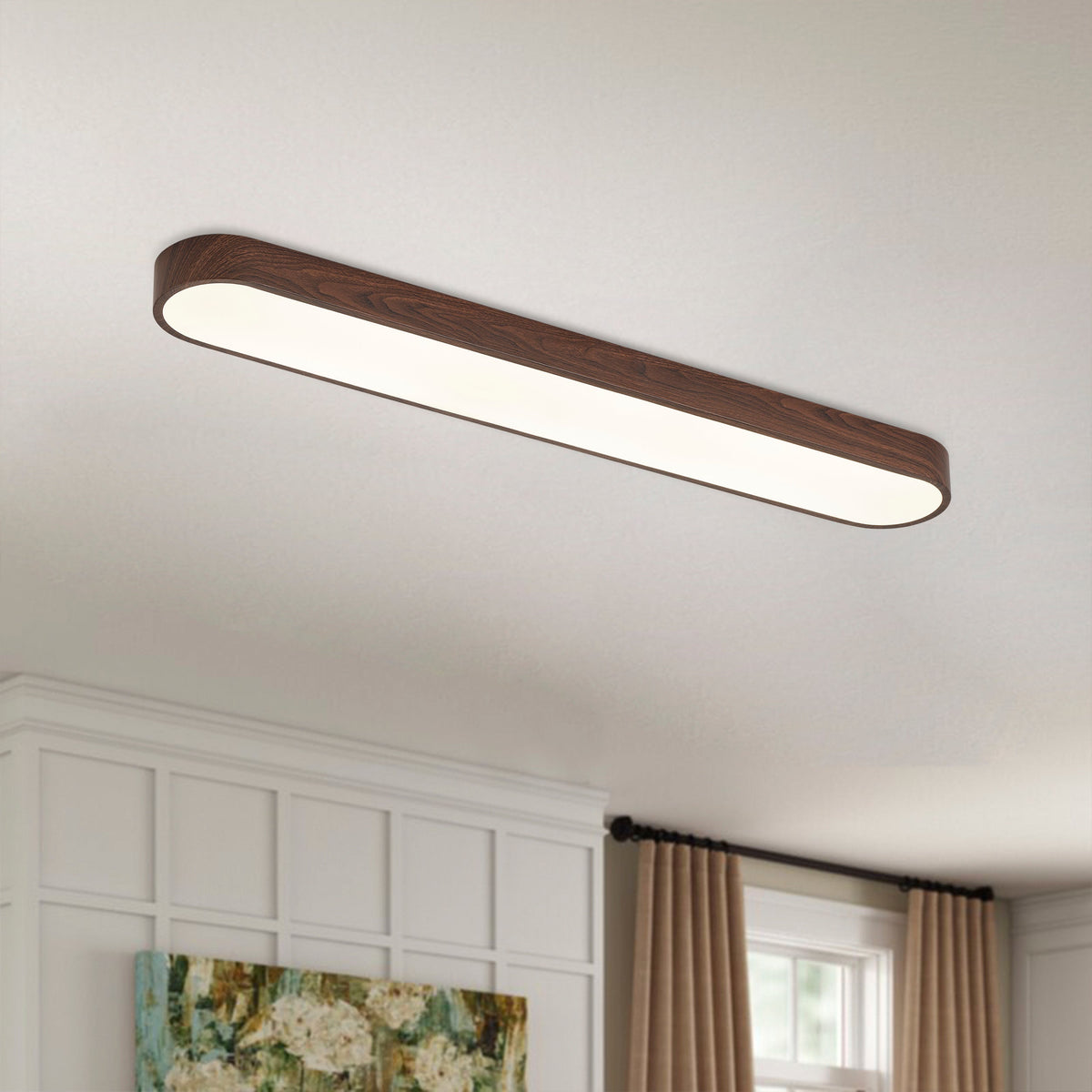 1-Light Scandinavian Ceiling Light Long Flush Mount LED Linear