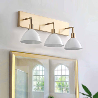 3-Lights Cream Round Shape Glass Shade Bathroom Vanity Lighting