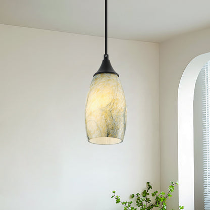 1-Light Modern Art Glass Pendant Marble Shade for Kitchen Island