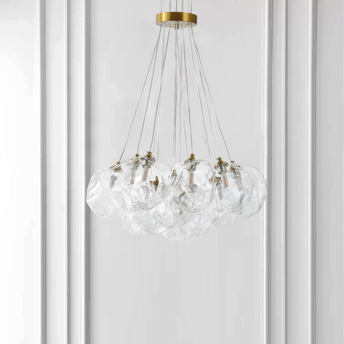 13&19-Light Modern Luxury Glass Globe Chandelier Copper Finish Cluster Pendant Light