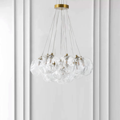 13&19-Light Modern Luxury Glass Globe Chandelier Copper Finish Cluster Pendant Light