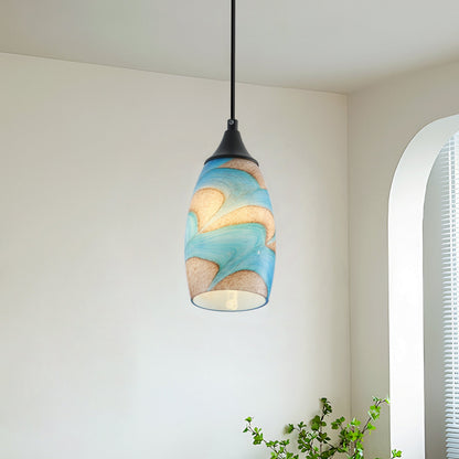 1-Light Modern Art Glass Pendant Marble Shade for Kitchen Island