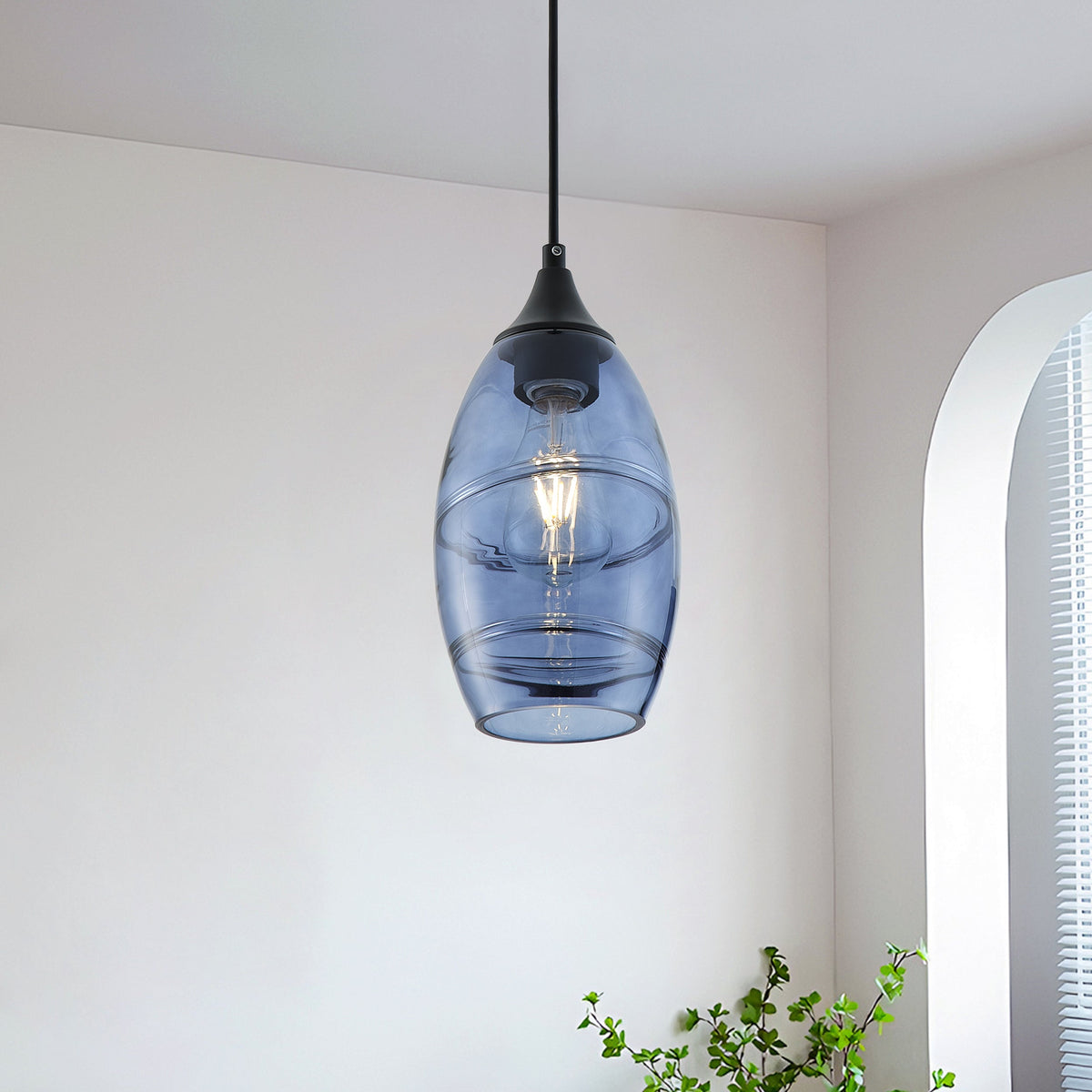 1-Light Modern Art Glass Pendant Marble Shade for Kitchen Island