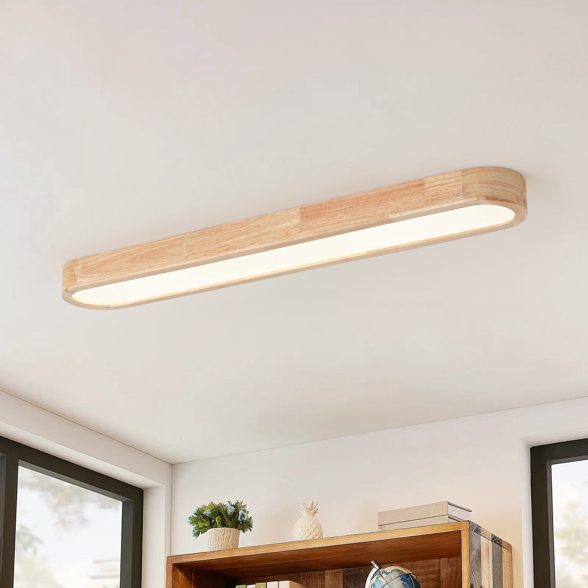 1-Light Scandinavian Ceiling Light Flush Mount Linear Long Bar