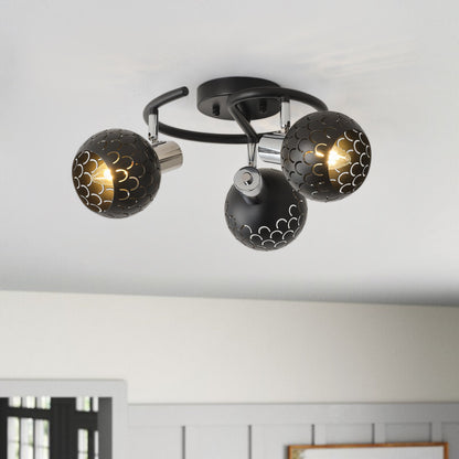3-Light Modern Black Ceiling Semi-Recessed Spotlight