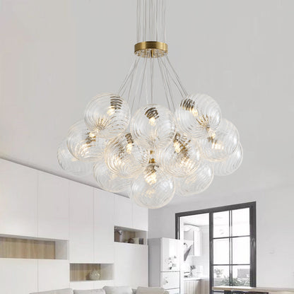 13&19-Light Modern Luxury Glass Globe Chandelier Copper Finish Cluster Pendant Light
