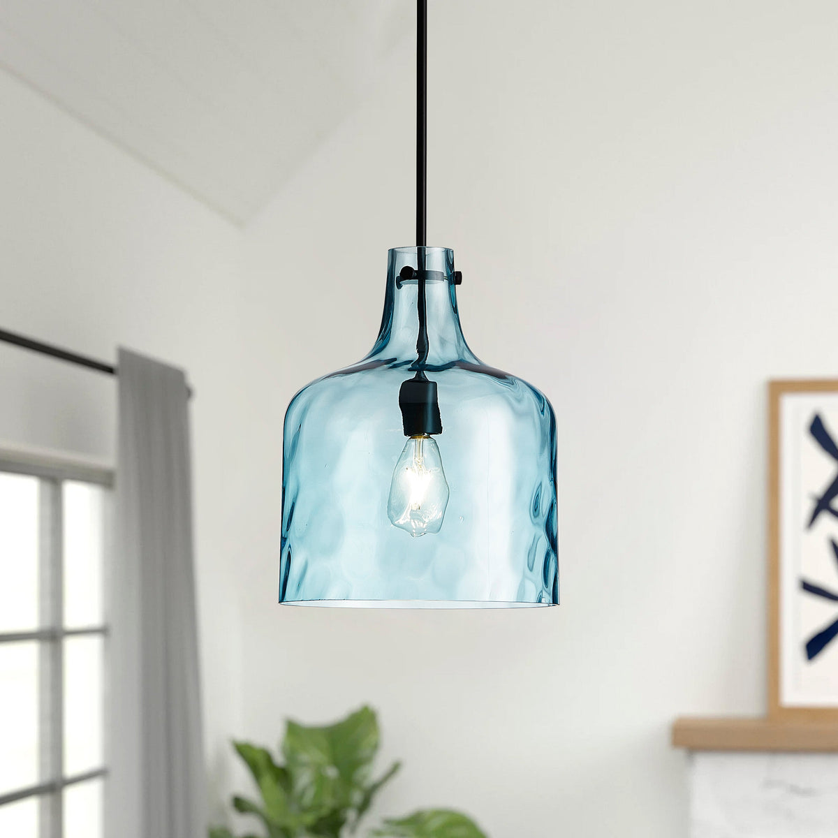 1-Light Modern with Textured Glass Shade Pendant Lighting