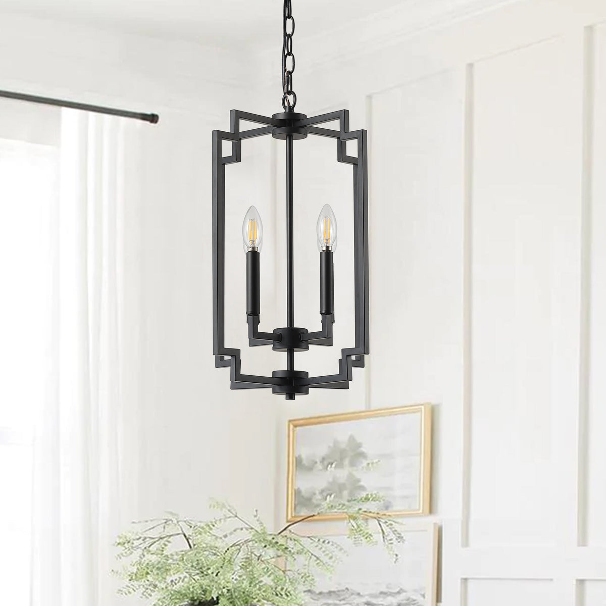 4-Light Modern Black Geometric Pendant Light