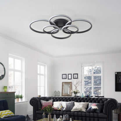 6-Lights Modern Style Six Circular Shapes Dimmable LED Semi-Flush Mount Lighting