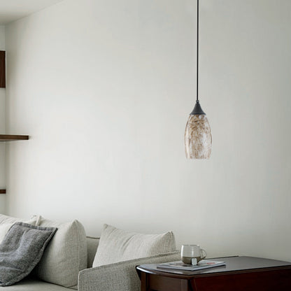 1-Light Modern Art Glass Pendant Marble Shade for Kitchen Island