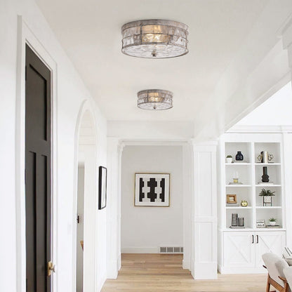 2-Lights Farmhouse Bubble Glass Flush Mount Lighting