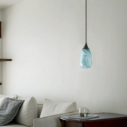 1-Light Modern Art Glass Pendant Marble Shade for Kitchen Island
