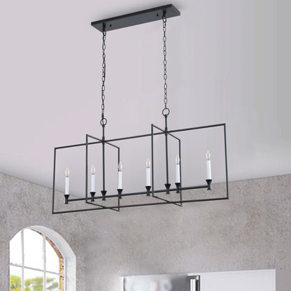 6-Lights Farmhouse Metal Frame Kitchen Island Lights