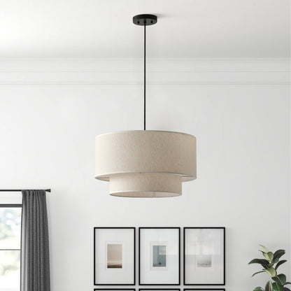 3-Lights Drum Shade Double Layer Deisgn Pendant Lighting