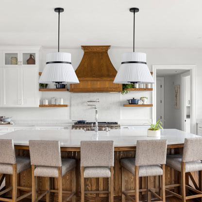 3-Light Creative Flared White Pleated Shade Pendant Lighting