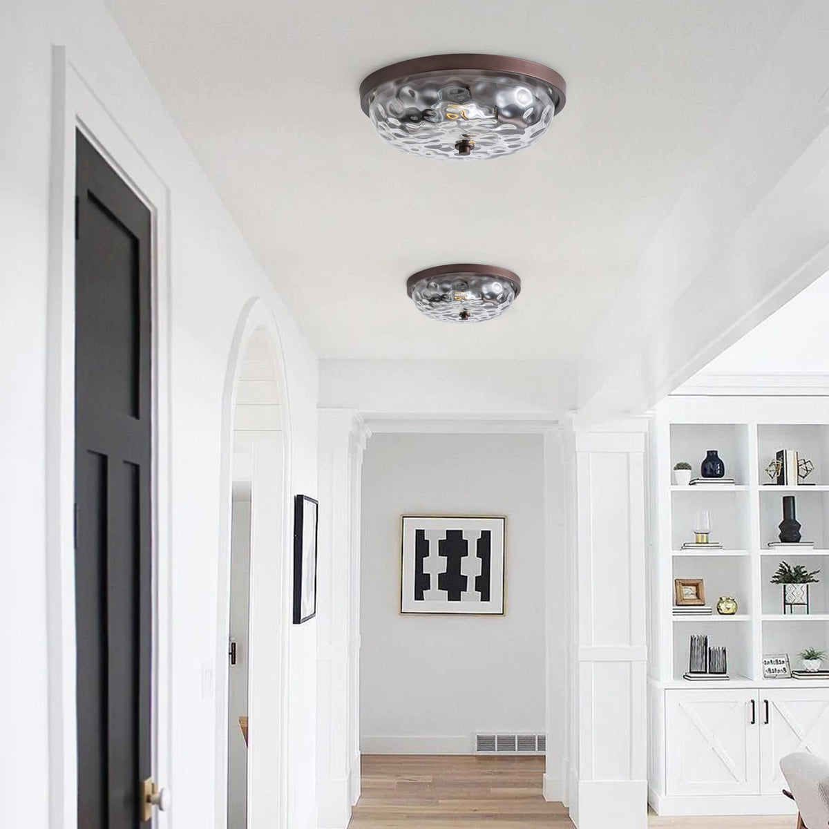 2-Lights Farmhouse Round Shape Flush Mount Lighting