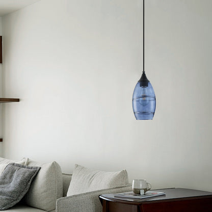 1-Light Modern Art Glass Pendant Marble Shade for Kitchen Island