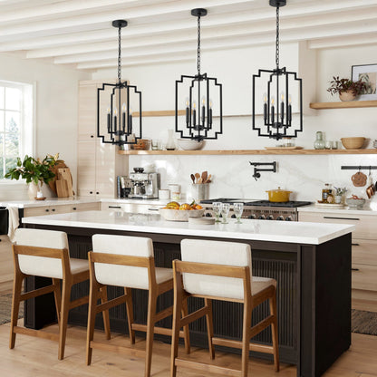 4-Light Modern Black Geometric Pendant Light