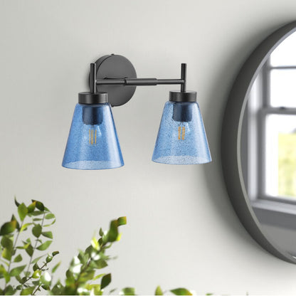 2-Lights Creative Blue Glass Wall Sconces Vanity Lighting