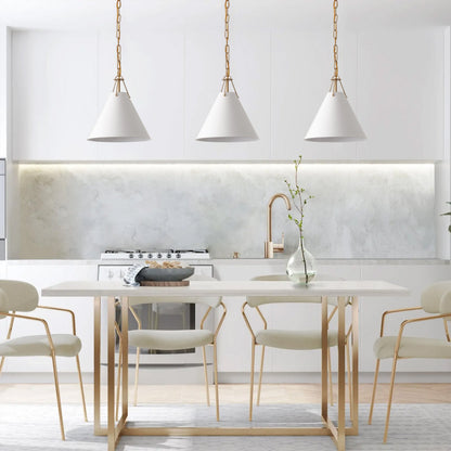 1-Light White Flared Shade Pendant Lighting