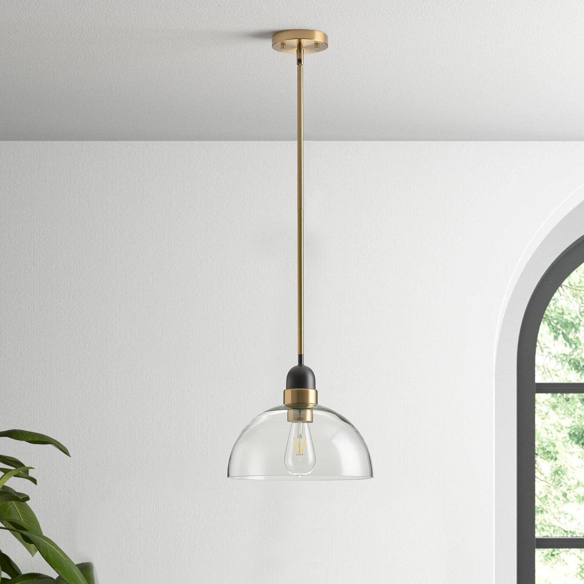 1-Light Industrial Clear Glass Pendant Lighting